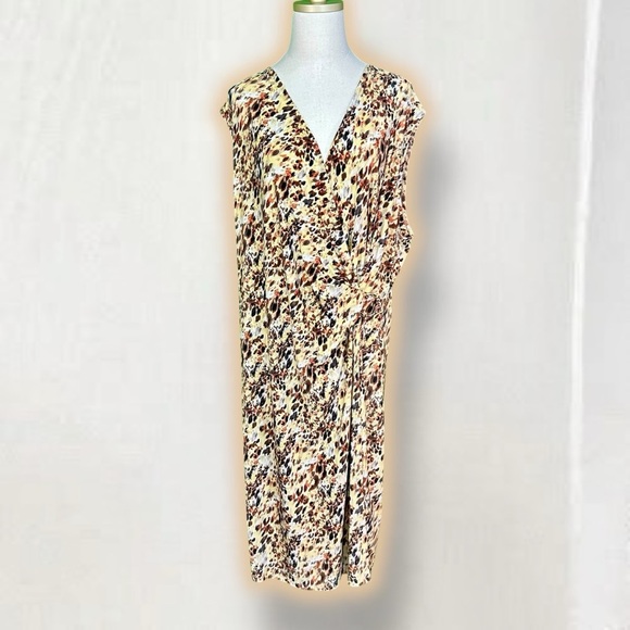 NWT Kasper ‘Naomi’ Everyday Knit Surplice Dress in “Daffodil / Vanilla Ice” 20W - Picture 8 of 16